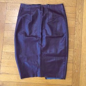 Brown faux leather pencil skirt
